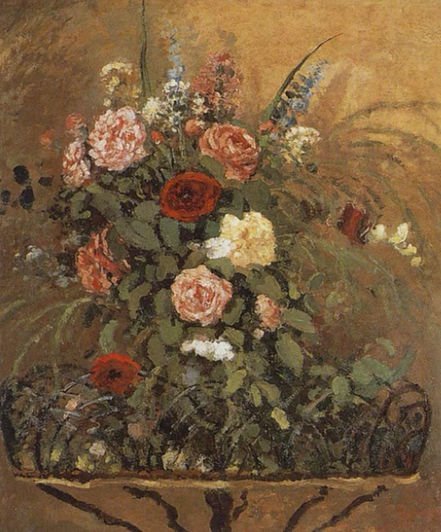 Ramo de flores con jardinera