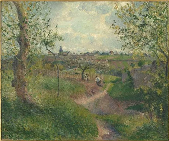 chemin montant à travers champs. Côte des Grouettes. Pontoise