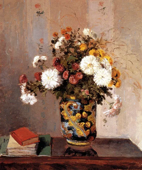 Chrysanthèmes dans un vase chinois