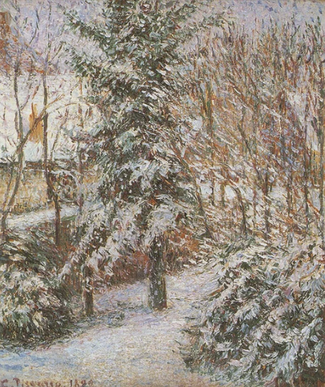 Rincón de jardín, nieve, Éragny