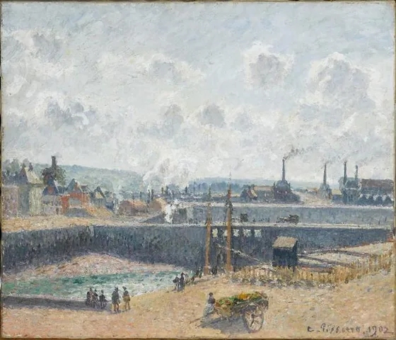 Dieppe, bassin Duquesne. Marée basse, soleil, matin