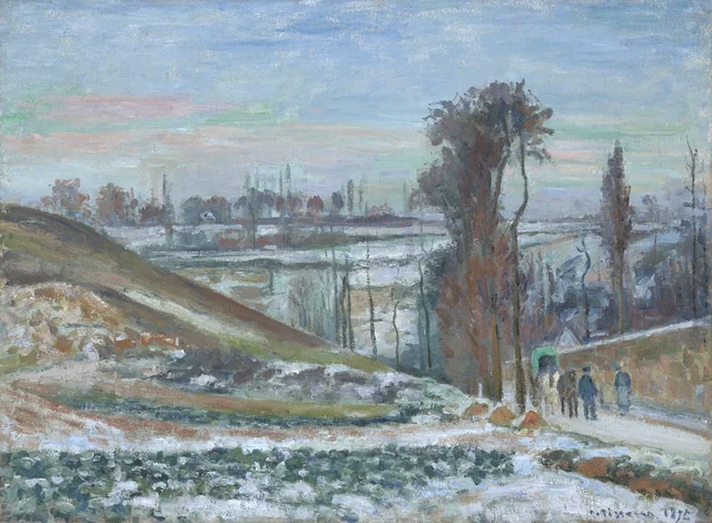 Efecto de nieve en L'Hermitage, Pontoise, Camille Pissarro