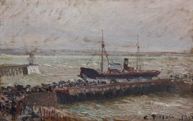 La entrada del puerto de Le Havre, cielo cubierto