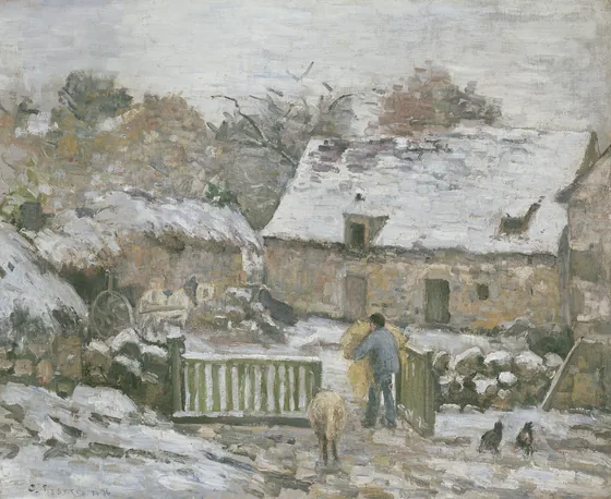 Ferme à Montfoucault, effet de neige