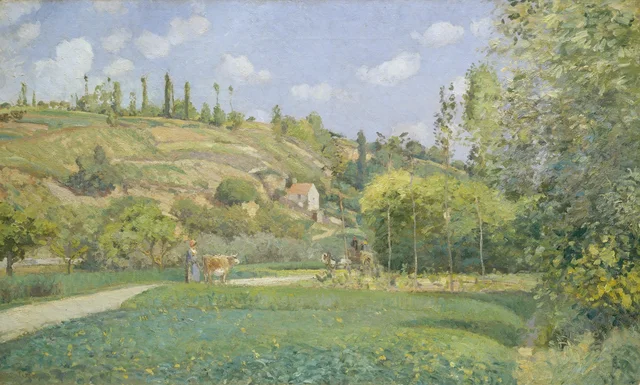 Pastora de vacas, vista de la colina de Valhermeil, Auvers-sur-Oise