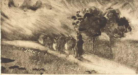 Herding the Cows at Dusk (Vachère le soir)