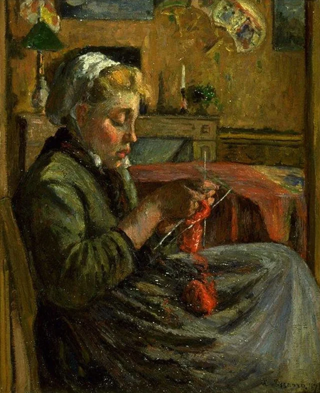 Muchacha haciendo punto