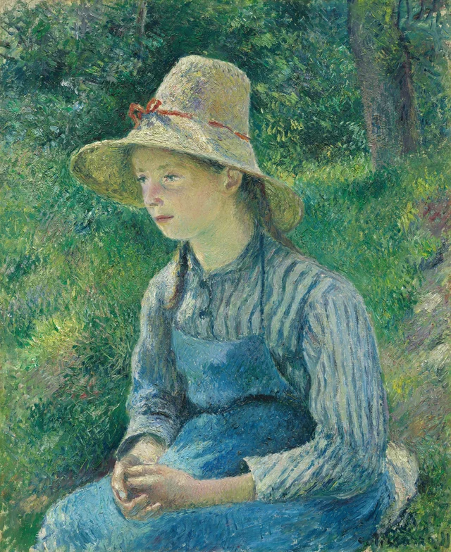 Joven campesina con sombrero de paja
