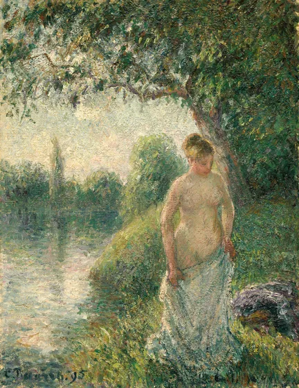 Jeune paysanne nue debout