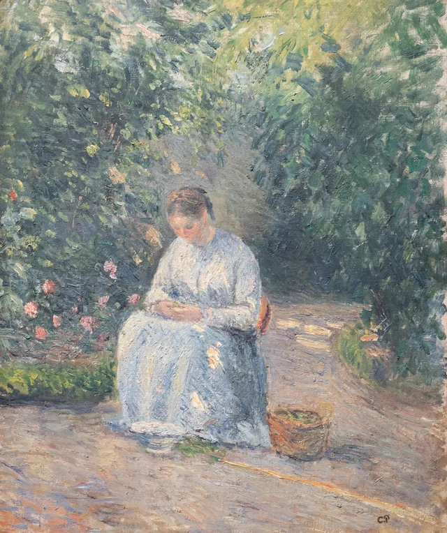 Julie Pissarro desgranando guisantes