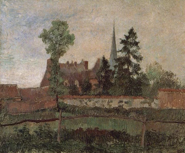 La iglesia y la mansión de Éragny, Camille Pissarro