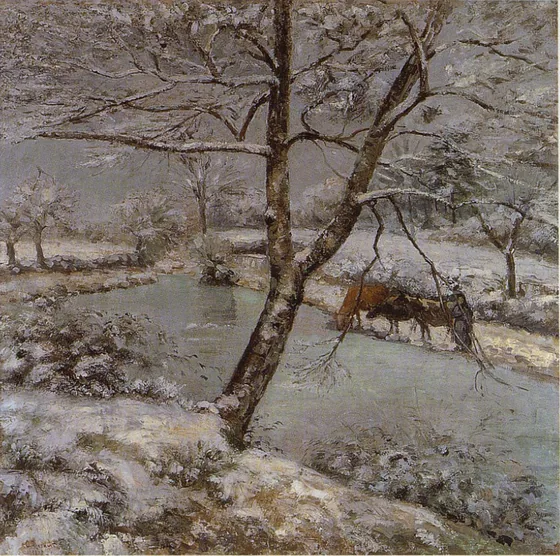 L'Étang de Montfoucault en hiver, effet de neige