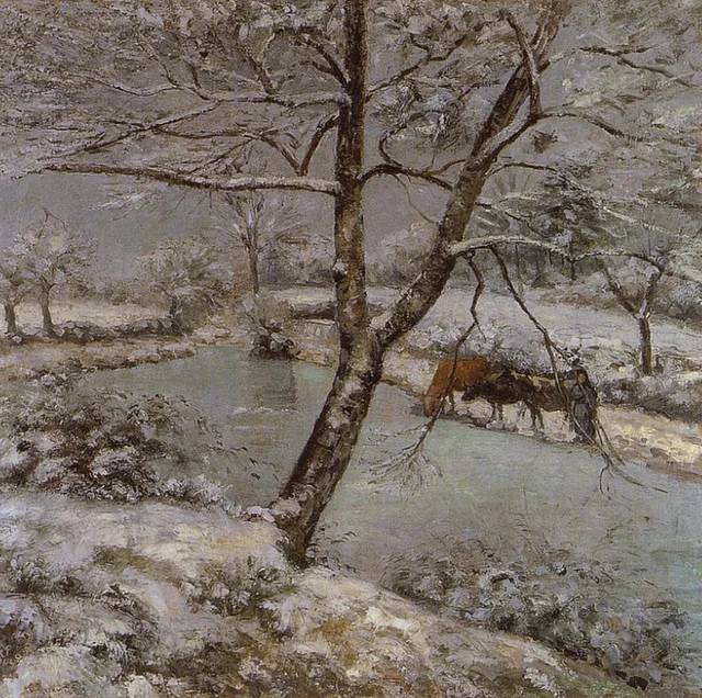 El estanque de Montfoucault en invierno, efecto de nieve