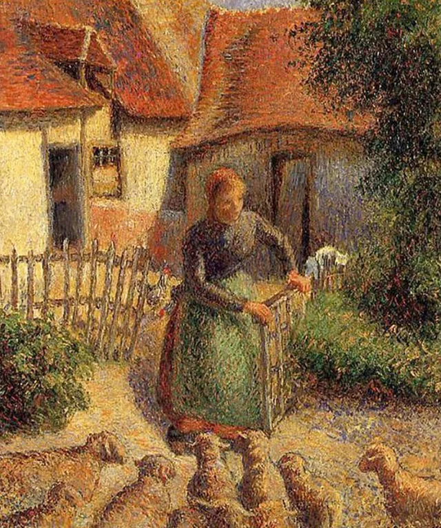 La pastora llevando de vuelta las ovejas
