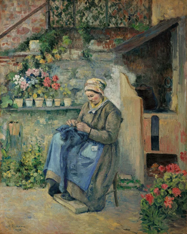 La mère Jolly raccommodant, Camille Pissarro