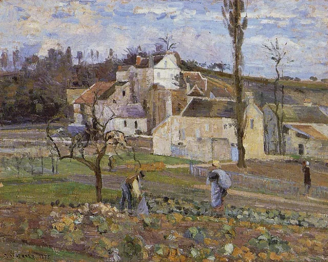 La cosecha de coles, L'Hermitage, Pontoise, Camille Pissarro