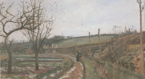 La Route au bord du chemin de fer, effet de neige