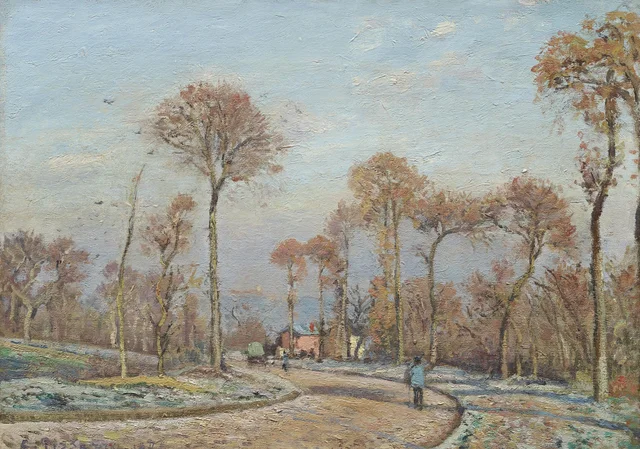 El camino de Versalles, Louveciennes: escarcha matinal, Camille Pissarro