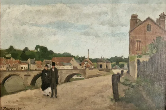 Le Chemin de l'Écluse et le pont de Pontoise