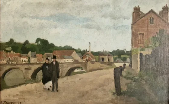 Le Chemin de l'Écluse et le pont de Pontoise