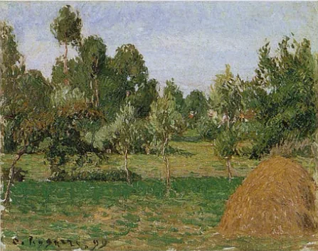 Le fond du pré à Eragny, avec meule à droite