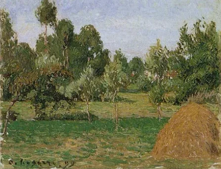 Le fond du pré à Eragny, avec meule à droite