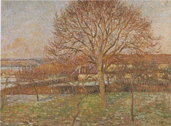 Le Grand Noyer, gelée blanche, Éragny