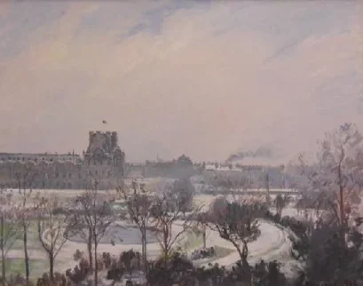 Le jardin des Tuileries, effet de neige