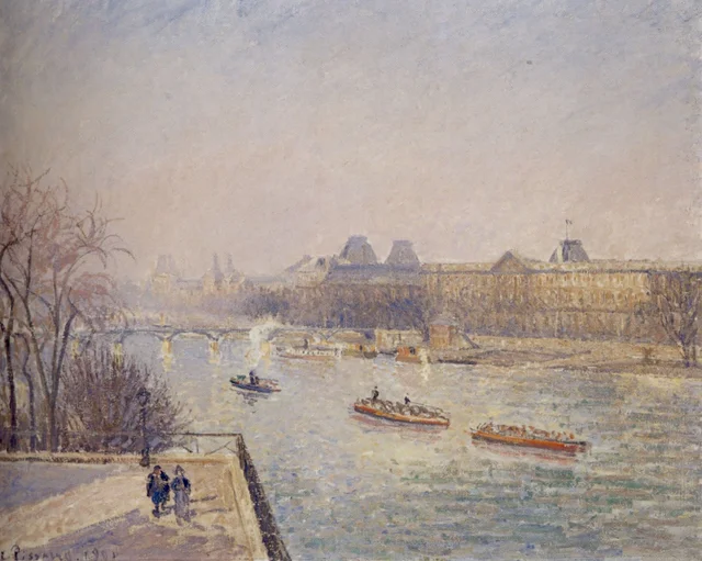 El Louvre, mañana, sol de invierno, escarcha