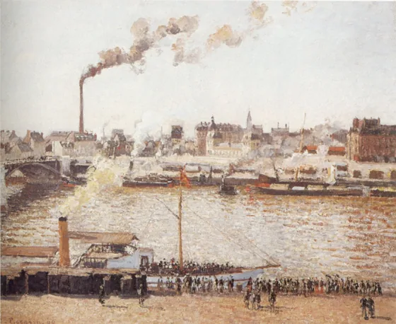 Le Pont Boieldieu et la gare d'Orléans, Rouen, matin, soleil