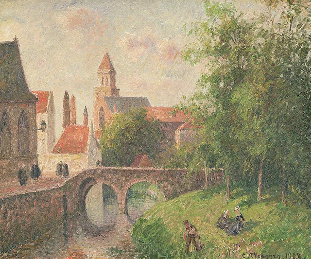El puente de la Clef en Brujas, Bélgica, Camille Pissarro