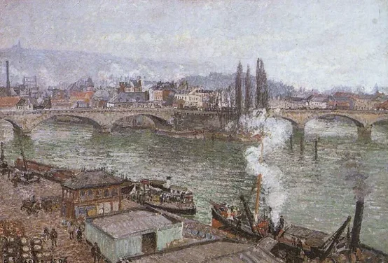 Le pont de pierre à Rouen, temps gris