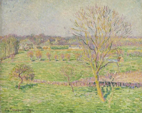Le pré et le grand noyer, printemps, Eragny