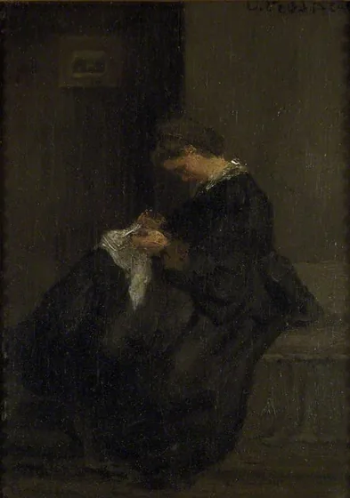 Mme Pissarro sewing
