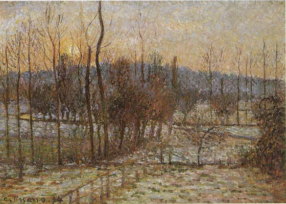 Neige, soleil couchant, Éragny