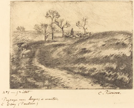 Paysage avec berger et moutons a Osny (Pontoise)