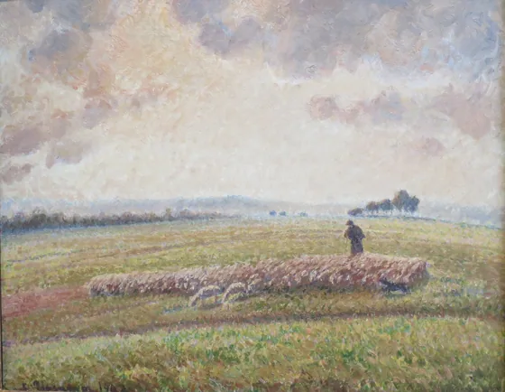 Paysage avec troupeau de moutons