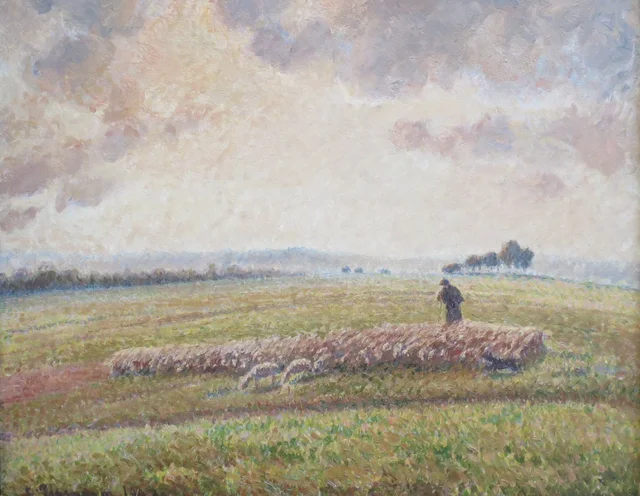 Paisaje con rebaño de ovejas