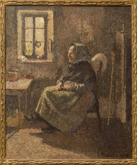 Paysanne assise. Intérieur à Moret