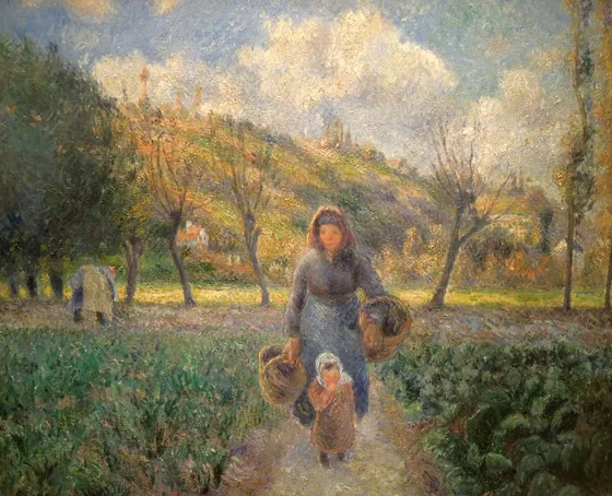 Paysanne et enfant revenant des champs, Auvers-sur-Oise