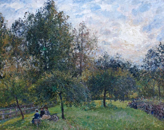 Manzanos y álamos al atardecer, Éragny, Camille Pissarro