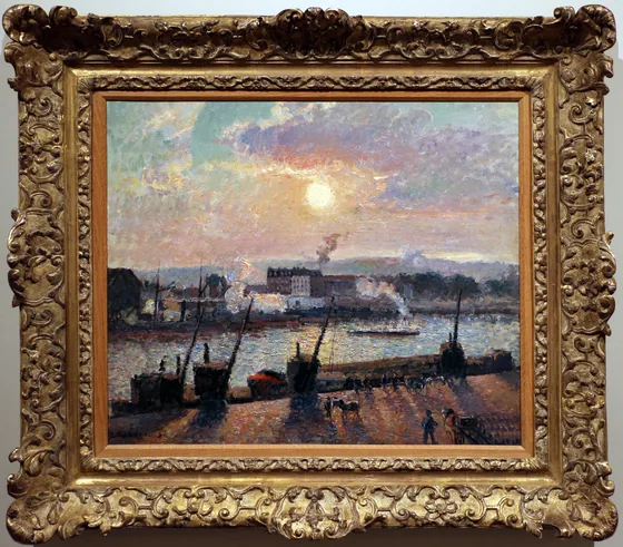 Quai de la Bourse, Rouen, soleil couchant