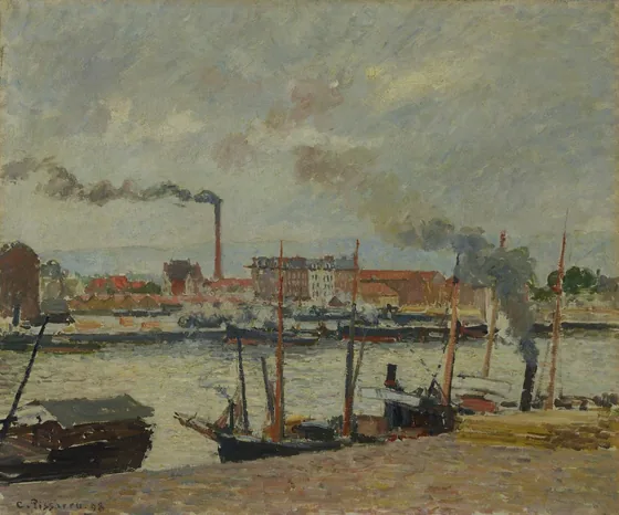 Rouen. Quai de la Bourse, pluie