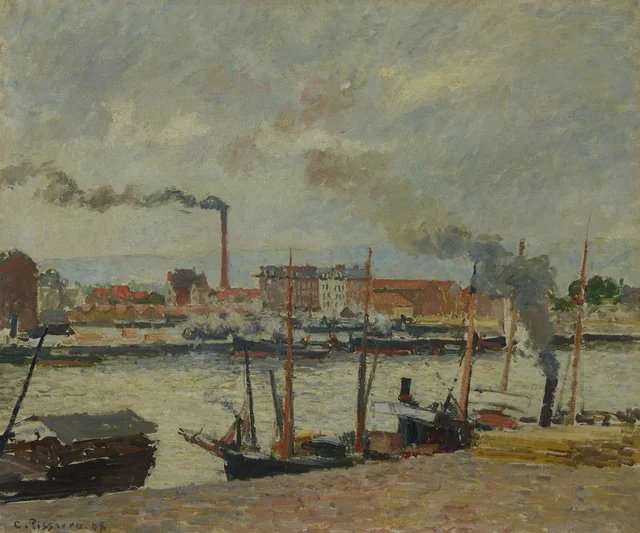 Ruan. Quai de la Bourse, lluvia, Camille Pissarro