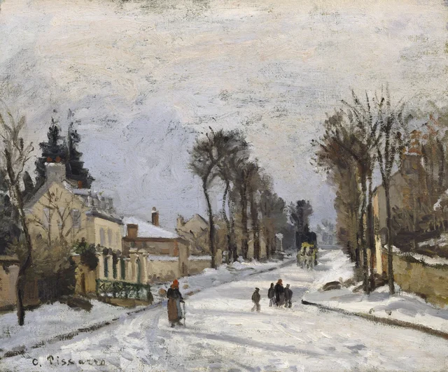 Camino de Versalles en Louveciennes, efecto de nieve, Camille Pissarro