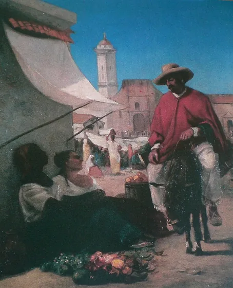 Scène de marché sur la Plaza Mayor, Caracas