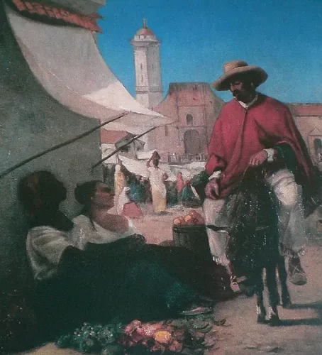 Scène de marché sur la Plaza Mayor, Caracas