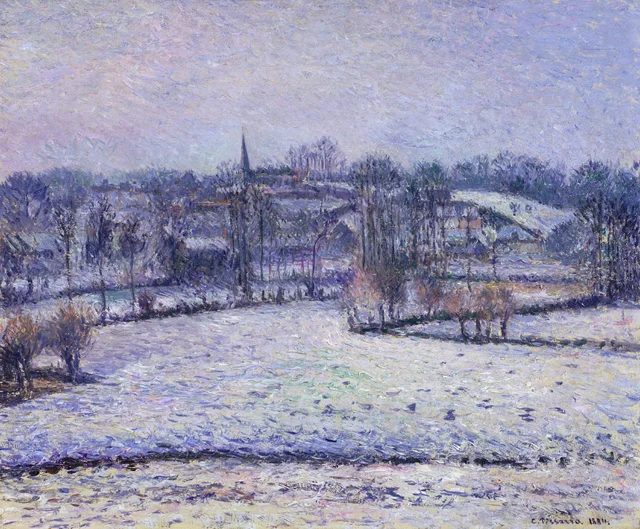 Escena de nieve en Éragny (Vista de Bazincourt), Camille Pissarro