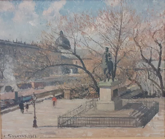 Statue d’Henri IV et hôtel de la Monnaie, matin, soleil