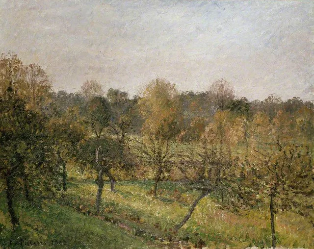 Puesta de sol en Éragny-sur-Epte, otoño, Camille Pissarro